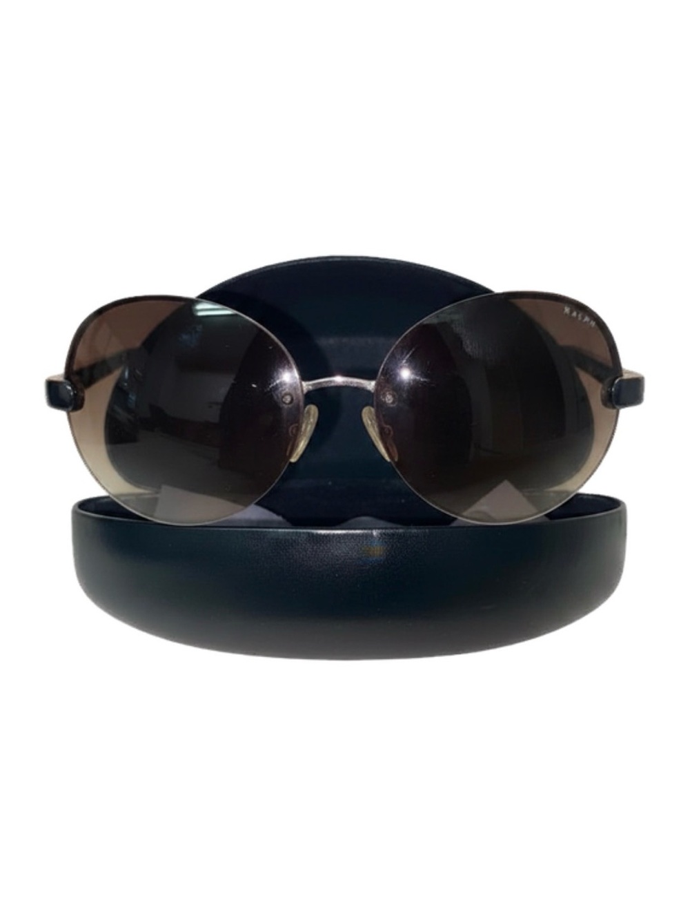 Ralph Lauren Slim Oval Sunglasses - Black Frame with Brown Lenses
